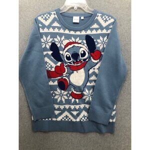 Disney Sweater Stitch Womens XL Blue Christmas Fair Isle Lilo Ugly Party Holiday